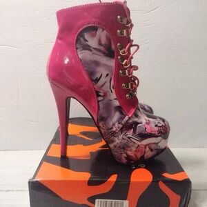 SHOW STORY Lace Up Platform Stiletto Ankle Boots Size 7.5
